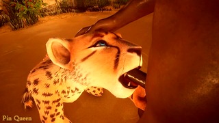 Il cacciatore non ha riportato il ghepardo allo zoo, ma l'ha scopata appassionatamente nella sua vita selvaggia