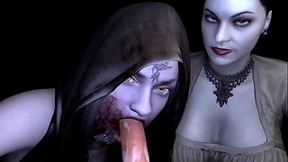 Lady Dimitrascu Double Blowjob: Resident Evil Porn Parody