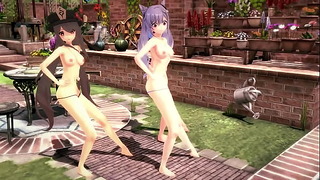 MMD R18 Genshin Impact Keqing Hutao Ganyu Sexy Dance Heart