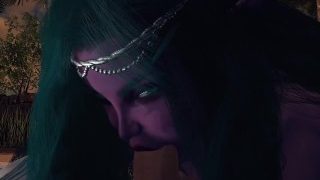 Night Elf Princess geeft je een pijpbeurt in de tuin POV 3D Porn