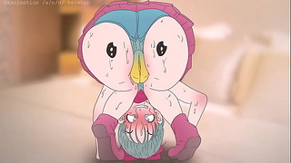Piplup na bunda de Bulma!Pokemon E Dragon Ball Anime Hentai Desenho animado 2D sexo pornô