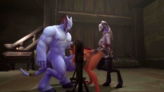 Rothaarige Elfe hat Bsdm-Dreier-Sex in einem Kerker Warcraft Parodie