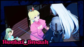 Sephiroth neukt prinses Peach, komt klaar in haar poesje - Super Smash Bros. Hentai