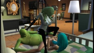 Sesso con un alieno. La ragazza è arrivata da un altro pianeta per capricci sessuali Sims