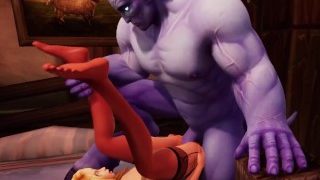 Sexy elf krijgt grote blauwe lul Warcraft Parodie