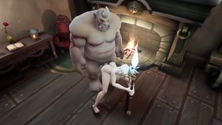 銀髪のセクシーな魔女がオーガのペニスを後ろから受け止めます Warcraft ポルノパロディ