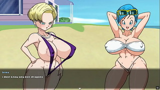 Турнир супер шлюшек Z 2 Dragon Ball Hentai Игра-пародия, эпизод 2, Android 18, секс-борьба с ее двойником