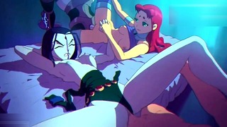 Teen Titans - Robin baise le sexe en groupe Starfire X Raven