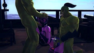 Two Orcs Fucked A Dark Elf And Cum On Her Face And Ass