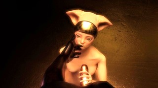 Bastet wil geneukt worden door Osiris, 3D Hentai, Tedere animatie, schattig harig kattenmeisje.