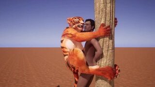Costume de tigre d'animation de domination à fourrure