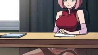 Kunoichi træner – Ninja Naruto Træner – del 80 – Sakura Onanere under bordet af Loveskysanx