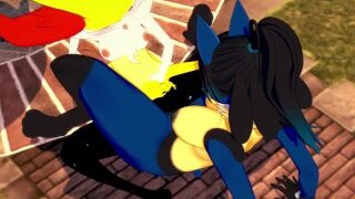 Pokemon Yuri Hentai – Braixen ve Lucario Makas Yapıyor