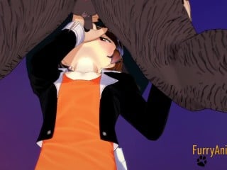 Furry Yaoi 3D – Shiro Dog Do A Blowjob To Big Black Dog