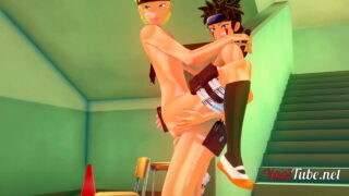 Naruto Yaoi Hentai 3D - Uzumaki neukt Sasuke Uchiha Wile Kiba neukt Naruto En creampie in zijn kont - Gay animatie moeilijk