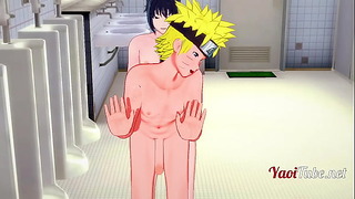 Naruto Yaoi – Naruto & Sasuke Having Sex In School’s Restroom And Cums In His Mouth And Ass. Bareback Anal Creampie 2/2
