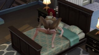 Sims 4 – Възрастна закръглена червенокоса се прецаква анално