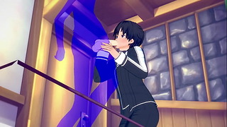 Изкуство за мечове онлайн Yaoi – Kirito Blowjob With Cumshot In His Mouth – Japanese Asian Manga Anime Игра Порно Гей