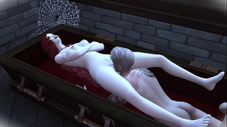 Die Vampirherrin unterwirft einen jugendlichen Wichser, leckt ihre Muschi und fickt sie hart in den Arsch, Sims 4, Cosplay, Harter Sex
