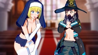 Nun Iris And Maki Oze Horny Nun Can’t Resist Her Massive Futa Dick In Fire Force Hentai Porn