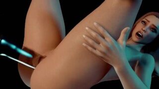 Busty Girl Has Anal Glass Dildo 3D Porn