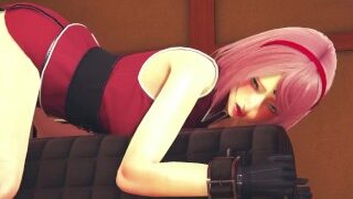 Double Vibrator In Sakura’s Ass And Pussy