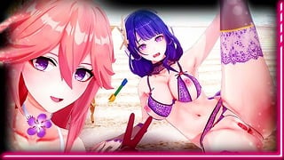 Genshin Yae Miko & Raiden Ei Experiences Porn! Anime Milf Hentai R34 Sex JOI Mommy