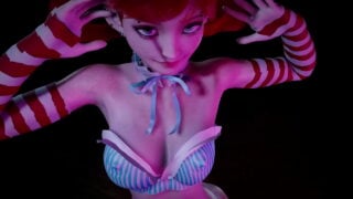 Red Head Girl With Pigtails Dancing : 3D Hentai