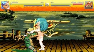 Darkstalkers Felicia Catgirl frappe le lézard Delga à Mugen