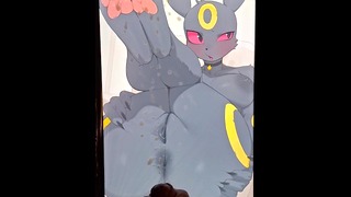 Pokemon Umbreon Cum Tribute EXPLOSIVE Cum shot over her ass, pussy and paws!