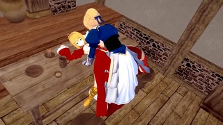Futanari Arturia Fucks Nero in 3D Pub Orgy