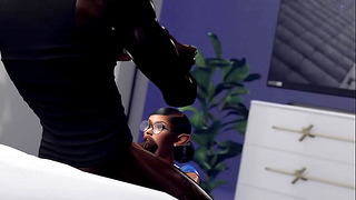 Black Girlfriend Gets Sloppy Blowjob in VR Elden Ring Game