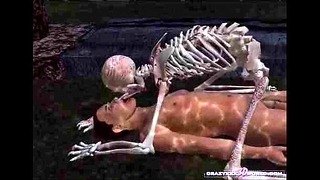 Monster Hentai 3D: Skeletons Fucking Busty Zombie