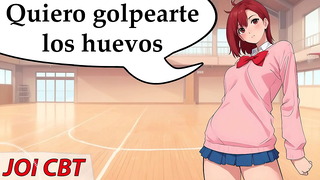 JOI hentai, Momo has fun hitting your balls. Instructions in Spanish.