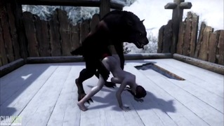 Skyrim – Busty elf Lured the Werewolf to Mate