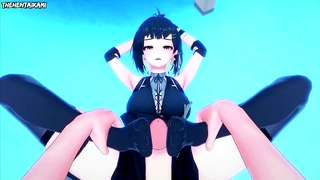 Female Rover from Wuthering Waves Gives You A Footjob Hentai POV