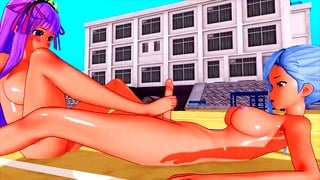 Futa Villetta Fucks Fate’s Big Boobs in Garden Creampie
