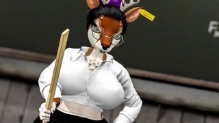 Furry Schoolgirl Detention Dildo Play