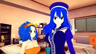 Juvia and Levy Get Fucked Hard in 3D Hentai