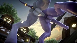 Draenei Futanari Fuck Fest with Huge Horse Cocks