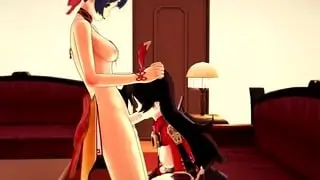 Futa Amber Fucks Xiangling in Doggystyle with Creampie