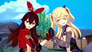 Perfect Genshin Impact Girls Taking Care of One Dick