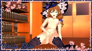 Lisa from Genshin Impact Squirts While Fingering Pussy in Library