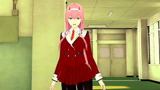 Zero Two Gets Fucked Hard In Academy Hallway creampie