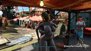 Fallout 4 Couple Gets Off in Public with Rough 3D Sex