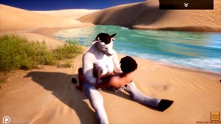 Blue-Eyed Furry Slut Takes Monster Cock Hard