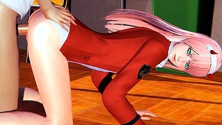 Zero Two Takes Deep Anal and Face Fuck
