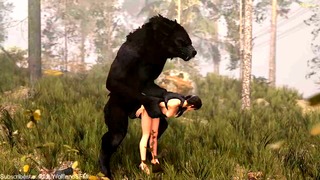 Lara Croft raped by a werewolf