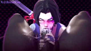Psylocke Gives Tchalla a Sloppy Blowjob