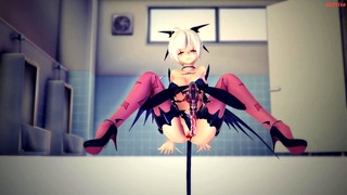 [MMDSunrise] Succubus Haku fucks insects in public bathroom